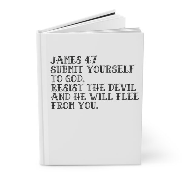 Hardcover Journal "Resist The Devil And He Will Flee From You James 4:7" (White) - Image 3