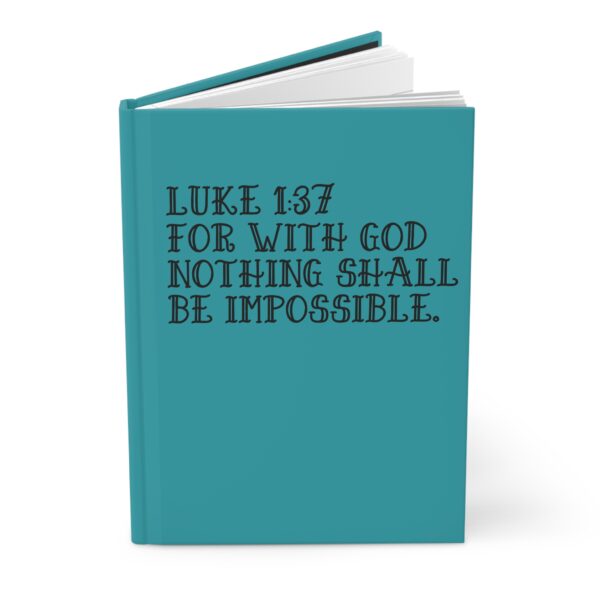 Hardcover Journal "For With God Nothing Shall Be Impossible Luke 1:37" (Turquoise) - Image 3