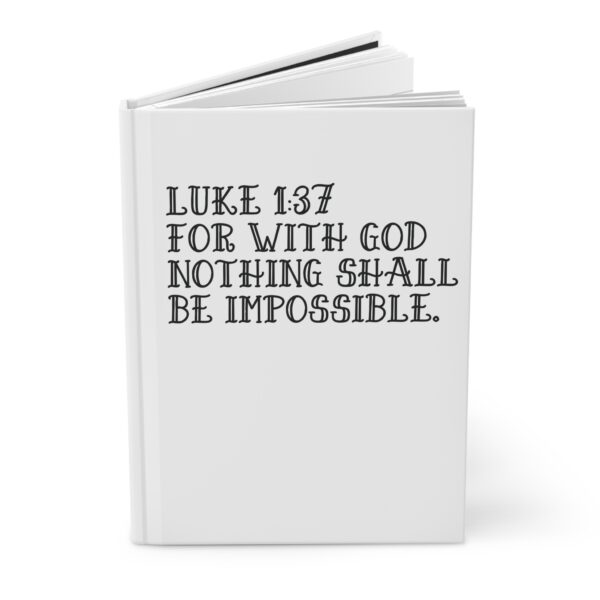 Hardcover Journal "For With God Nothing Shall Be Impossible Luke 1:37" (White) - Image 3