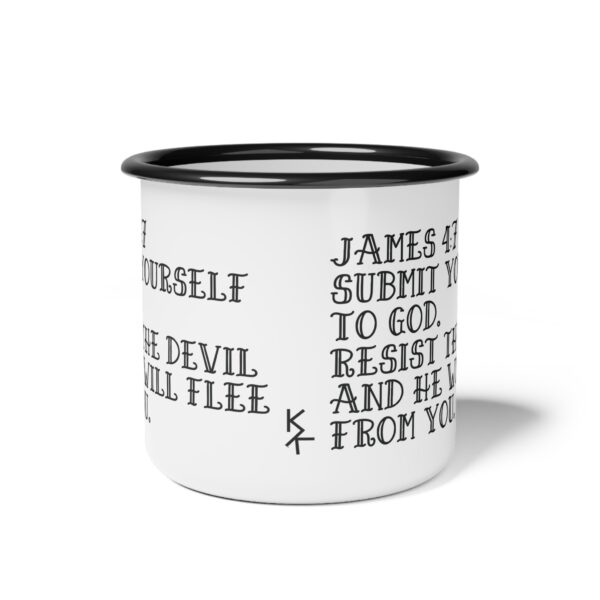Camping Mug "Resist The Devil And He Will Flee From You James 4:7" - Image 2
