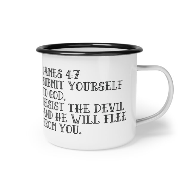 Camping Mug "Resist The Devil And He Will Flee From You James 4:7" - Image 3