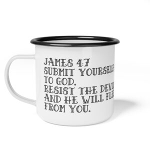 Camping Mug "Resist The Devil And He Will Flee From You James 4:7"
